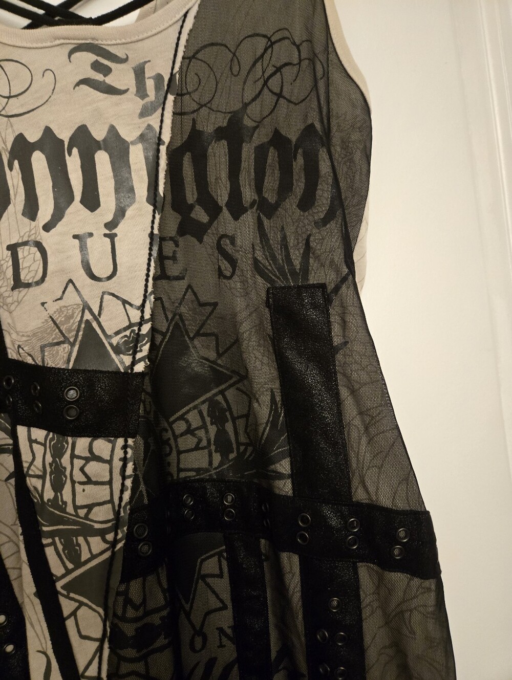 Salvage Cream and Black Studded Graphic Mini Dress - Picture 6 of 9